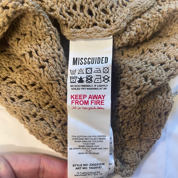 Missguided Pointelle Matching Set Tan Crotchet Crop Top & Skirt Size 6/8 petite - Picture 10 of 15